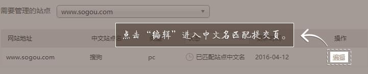 搜狗搜索引擎中文站點(diǎn)名稱匹配申請教程